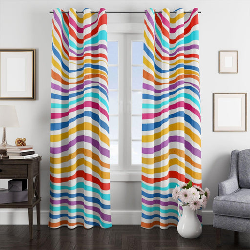 rainbow bold lines wave window Curtain