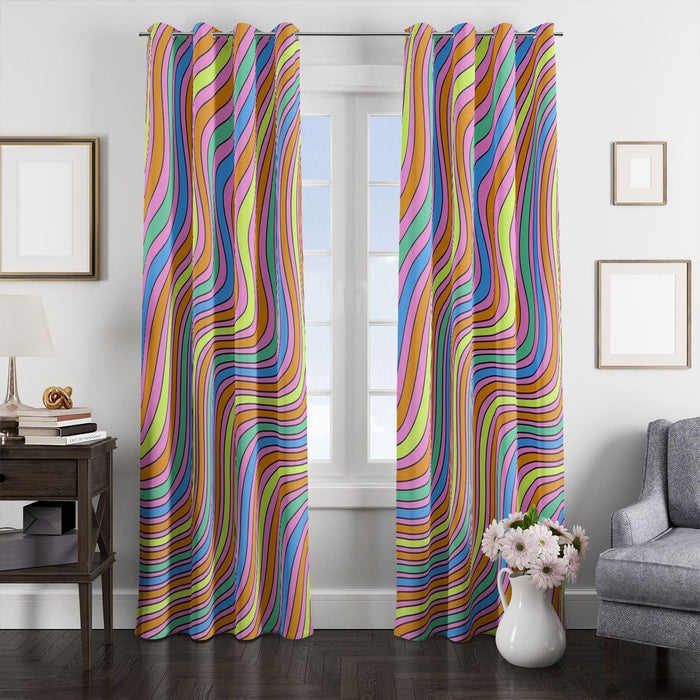 rainbow wave pop color window Curtain