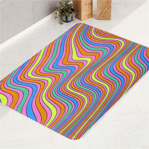 rainbow wave pop color bath rugs