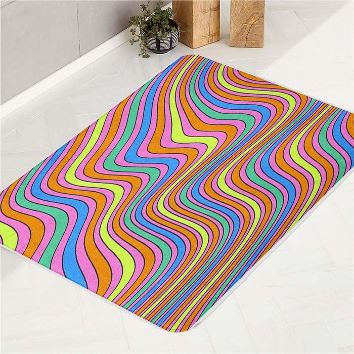 rainbow wave pop color bath rugs