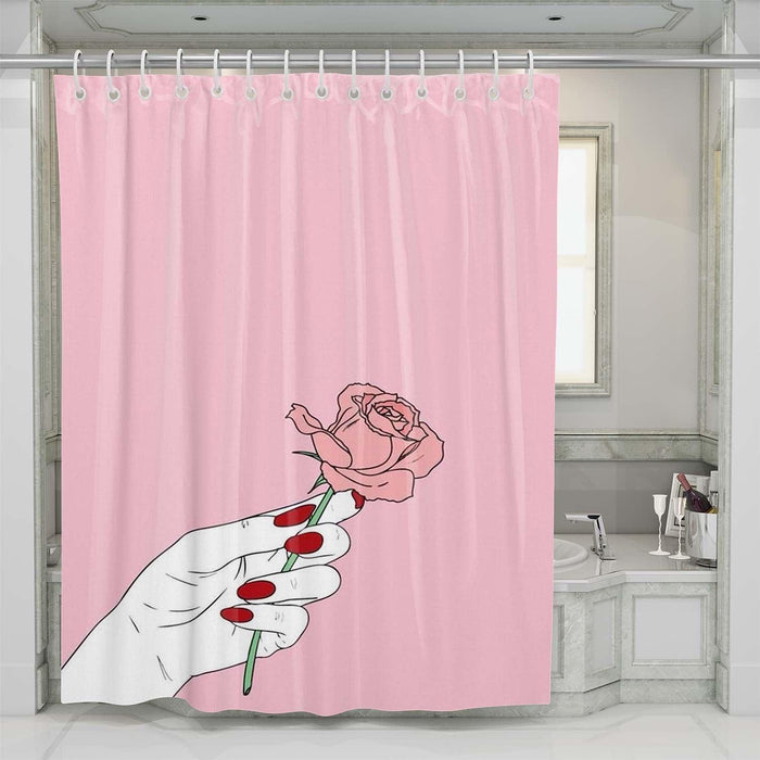 roses pink sad girl shower curtains