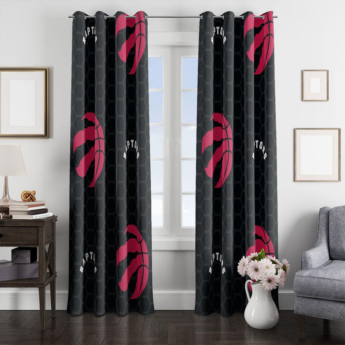 raptors red nba logo hexagon window Curtain