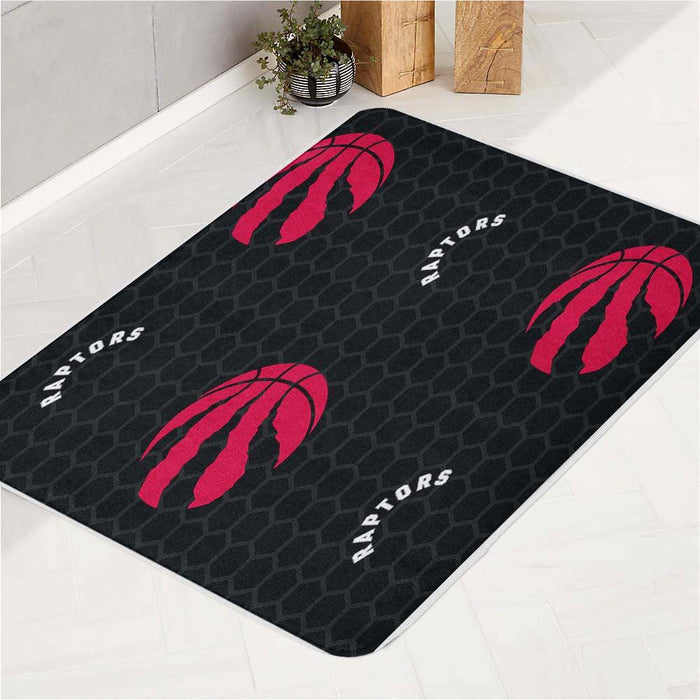 raptors red nba logo hexagon bath rugs