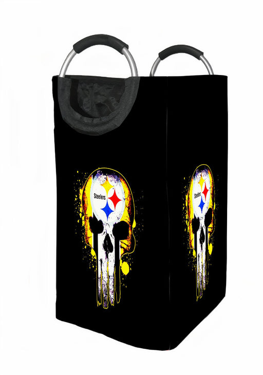 punisher steelers logo yellow Laundry Hamper | Laundry Basket