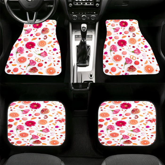 realistic pattern of flower and fruit Car floor mats Universal fit