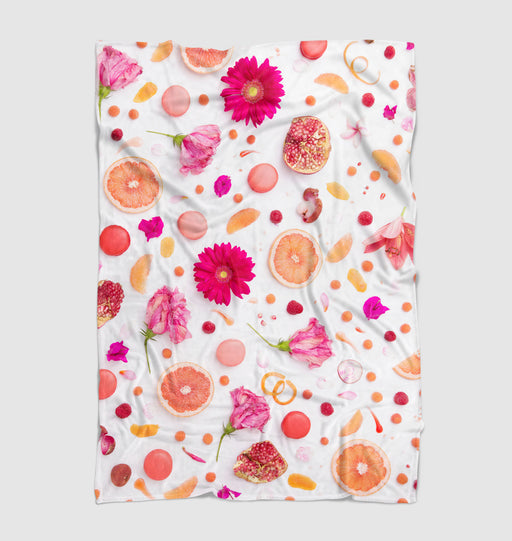 realistic pattern of flower and fruit Ultra soft fleece blanket