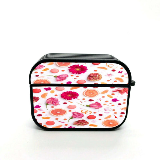 realistic pattern of flower and fruit airpods case