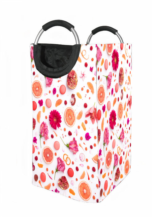 realistic pattern of flower and fruit Laundry Hamper | Laundry Basket