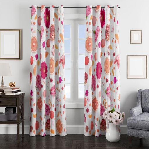 realistic pattern of flower and fruit window Curtain