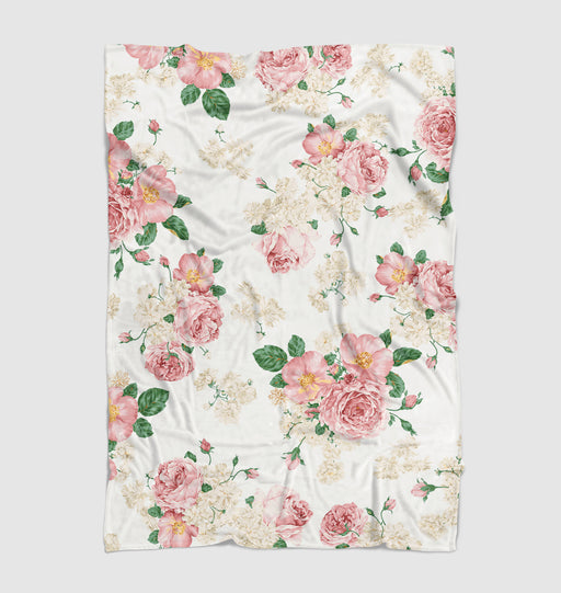 realistic pink flowers art Ultra soft fleece blanket