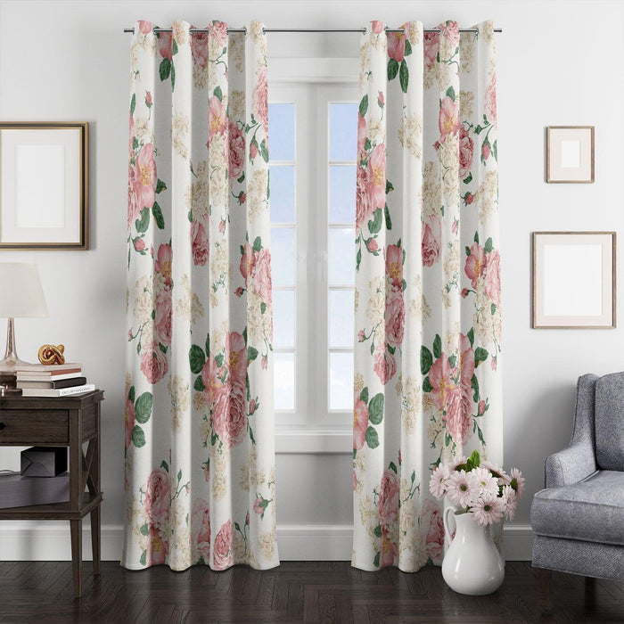 realistic pink flowers art window Curtain