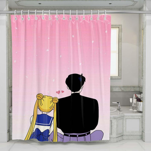 sailor moon in love aesthetic shower curtains