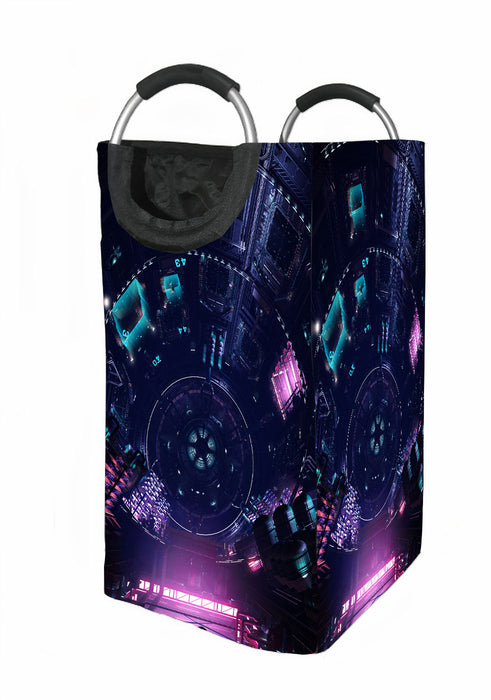 sci-fi futuristic place cyberpunk 2077 Laundry Hamper | Laundry Basket