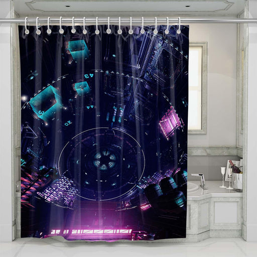 sci-fi futuristic place cyberpunk 2077 shower curtains