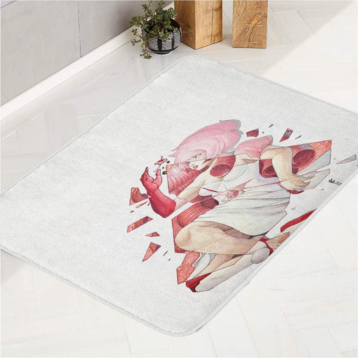 rose quartz falling and bleeding bath rugs