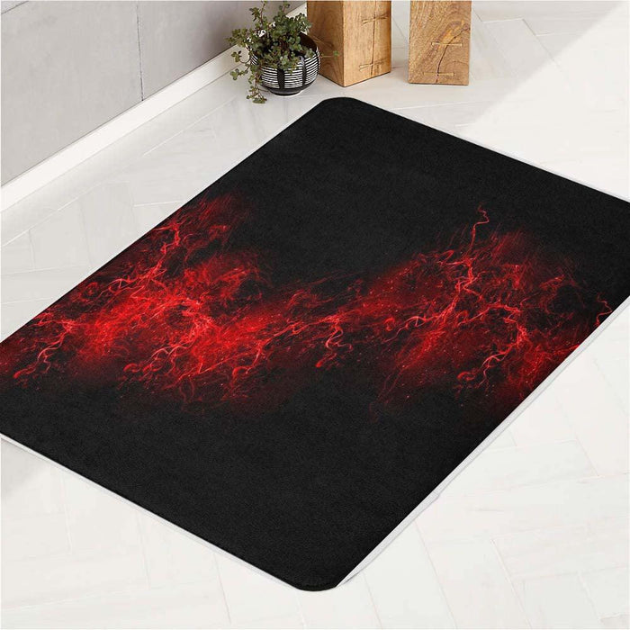 red thunder light abstract pattern bath rugs