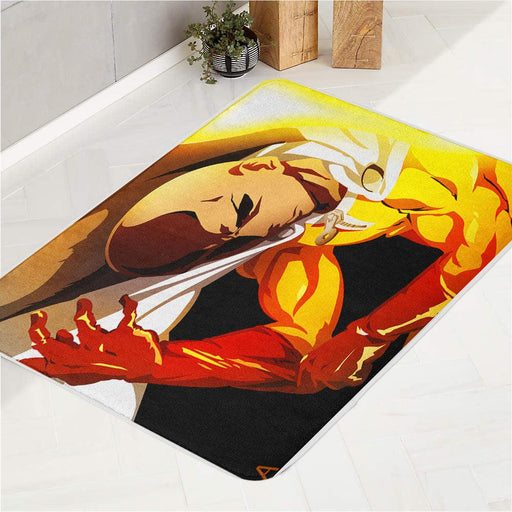 saitama badass get angry bath rugs