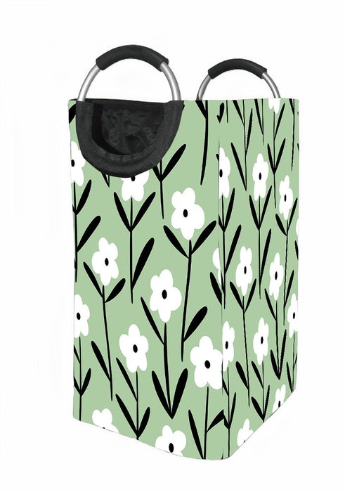 retro floral white and green Laundry Hamper | Laundry Basket