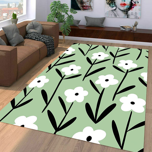 retro floral white and green Living room carpet rugs