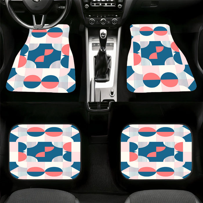 retro red and blue pattern Car floor mats Universal fit