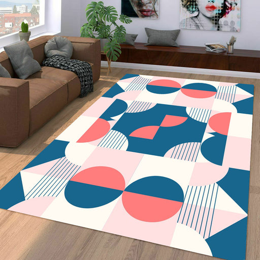 retro red and blue pattern Living room carpet rugs