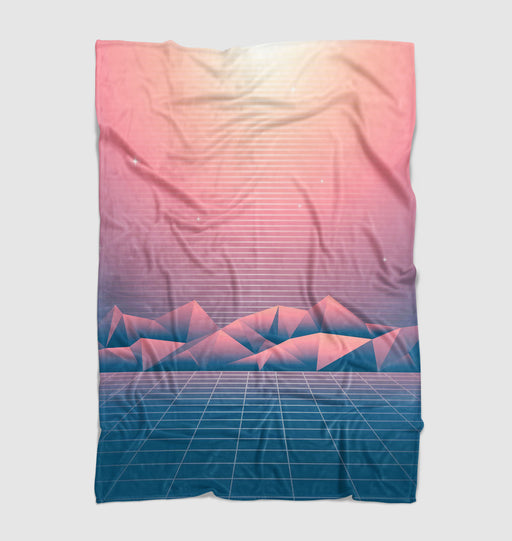 retro vaporwave landscape sunset Ultra soft fleece blanket