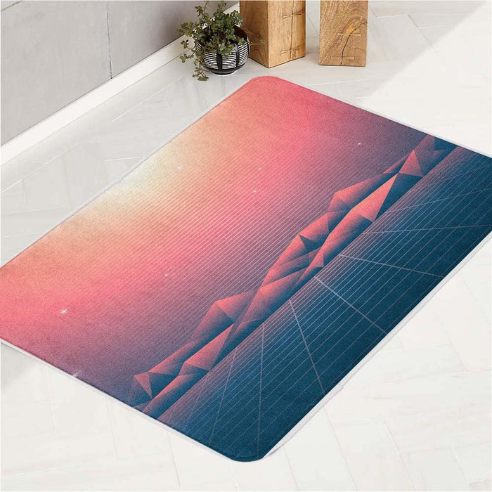 retro vaporwave landscape sunset bath rugs