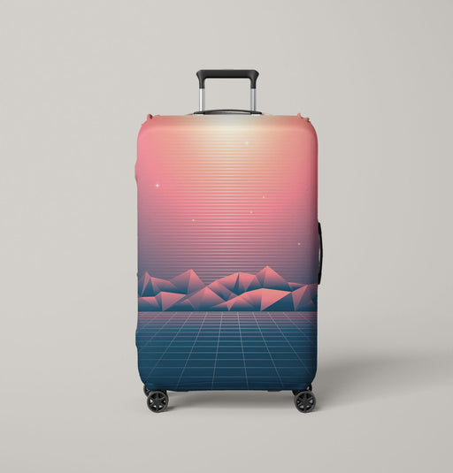 retro vaporwave landscape sunset Luggage Cover | suitcase