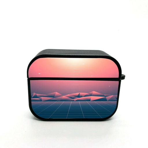 retro vaporwave landscape sunset airpods case