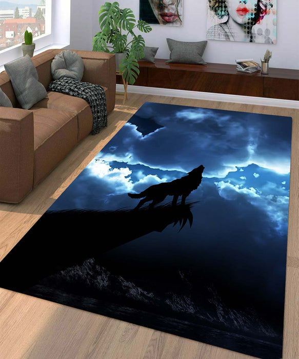 silhouette of wolf Living room carpet rugs