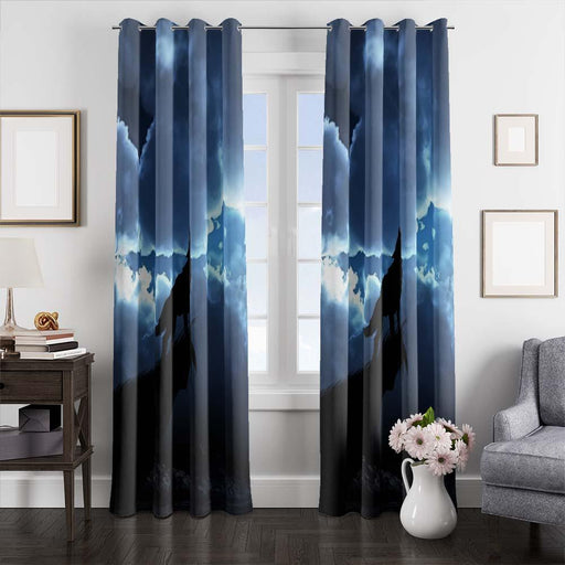 silhouette of wolf window curtains
