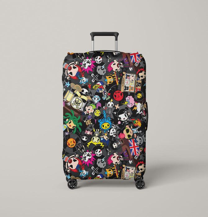 rock music and punk chibi Luggage Cover | suitcase