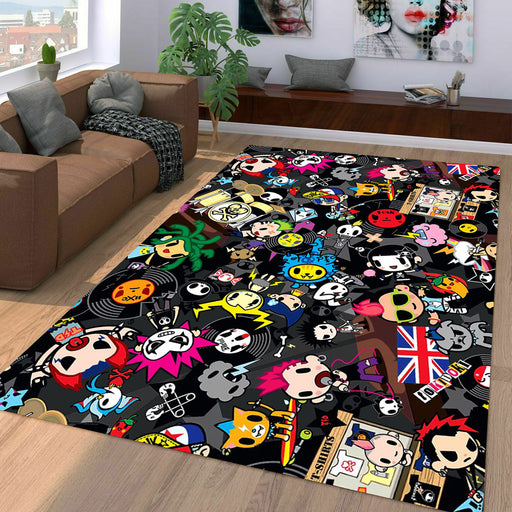 rock music and punk chibi Living room carpet rugs