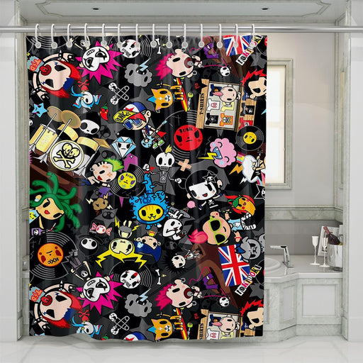 rock music and punk chibi shower curtains