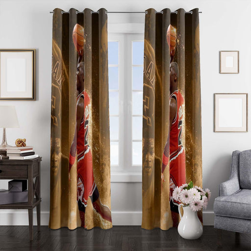 Red jersey nba player window Curtain