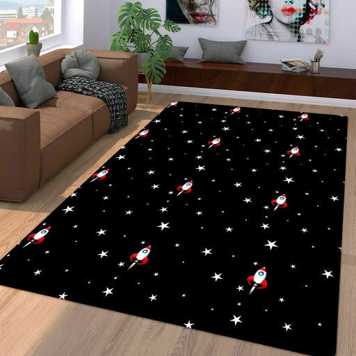 rocket go to space full of stars Living room carpet rugs