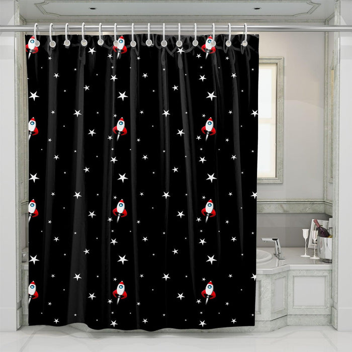 rocket go to space full of stars shower curtains