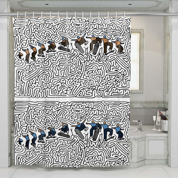 skateboarding start shower curtains