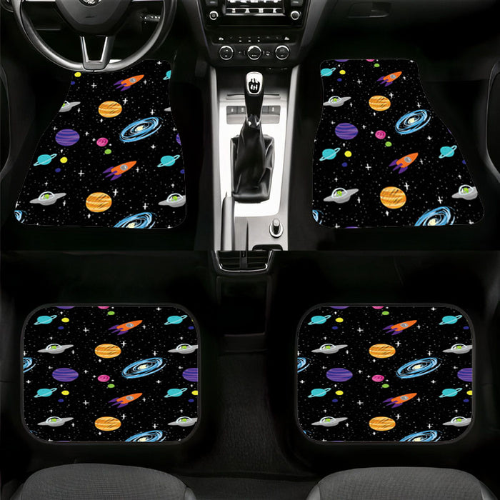 rocket star and planet in space Car floor mats Universal fit