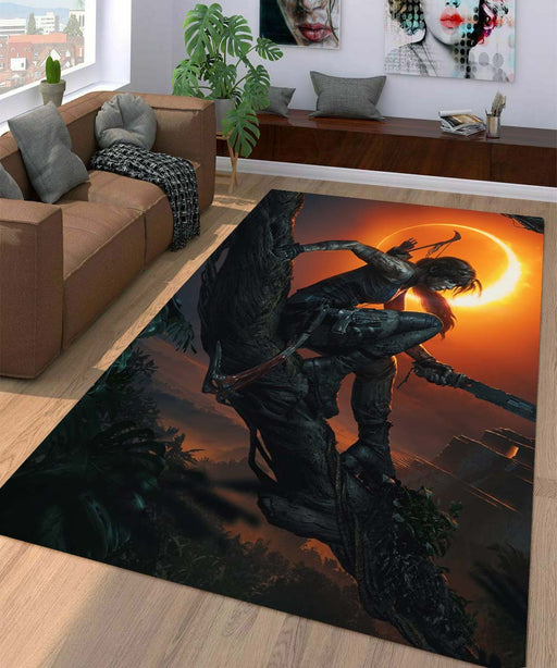 red moon lara croft still survive tomb raider Living room carpet rugs