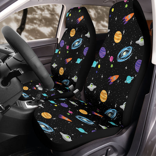 rocket star and planet in space Car Seat Covers