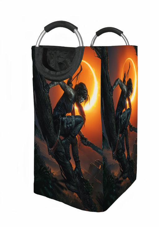 red moon lara croft still survive tomb raider Laundry Hamper | Laundry Basket