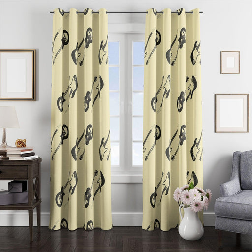 rockstar guitars electric pattern window Curtain