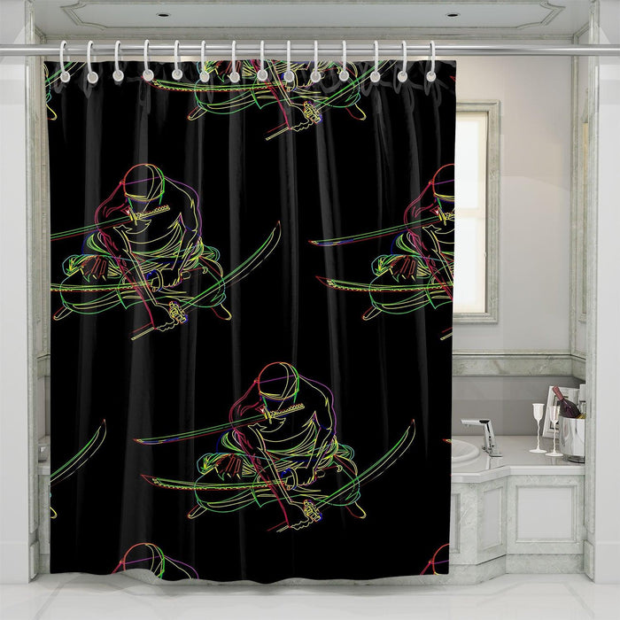 roronoa zoro neon light one piece shower curtains