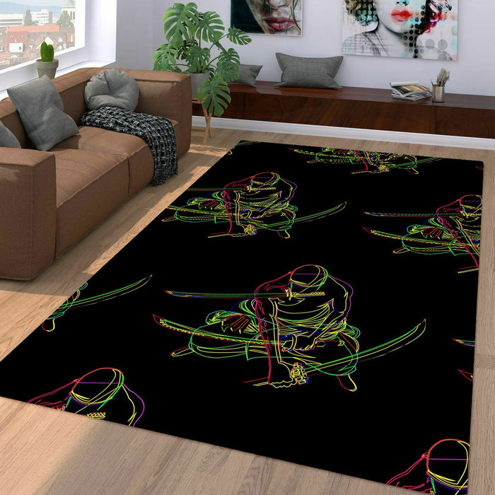 roronoa zoro neon light one piece Living room carpet rugs