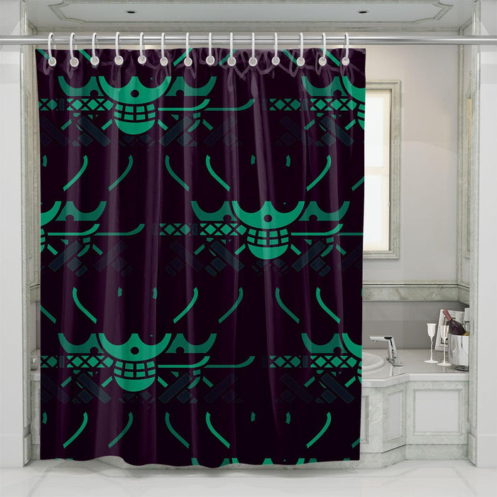 roronoa zoro one piece flag shower curtains