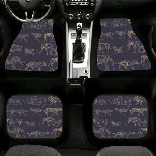 safari animals line art Car floor mats Universal fit