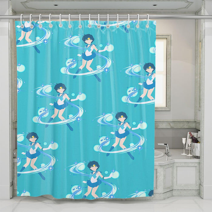 sailor mercury ami sleeveless shower curtains