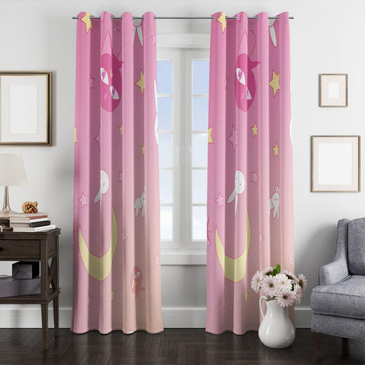 sailor moon neko and stars window Curtain