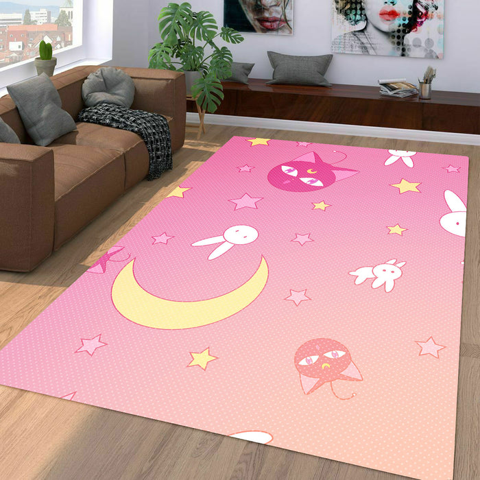 sailor moon neko and stars Living room carpet rugs